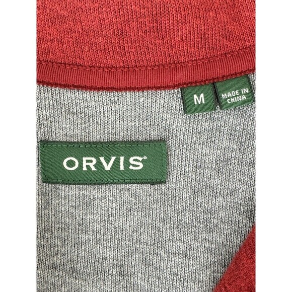 Orvis 1/4 Zip Pullover Sweater Men's Medium Maroon Red Ribbed Knit 100% Cotton - Picture 11 of 13